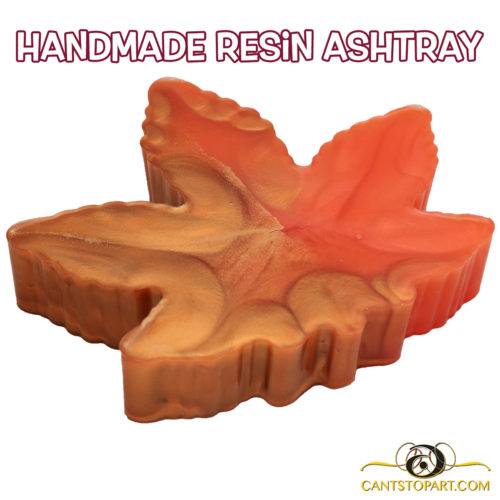 Cannabis Leaf Ashtray – Peach/Copper - Image 2